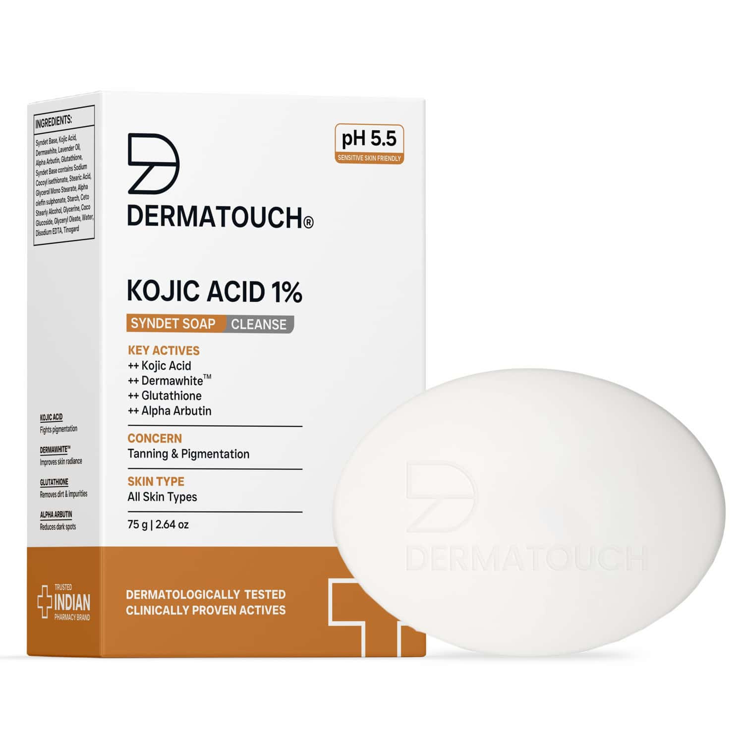 Dermatouch Kojic Acid 1% Soap With Glutathione|pigmentation & Sun Damage|soap For Men & Women|75g
