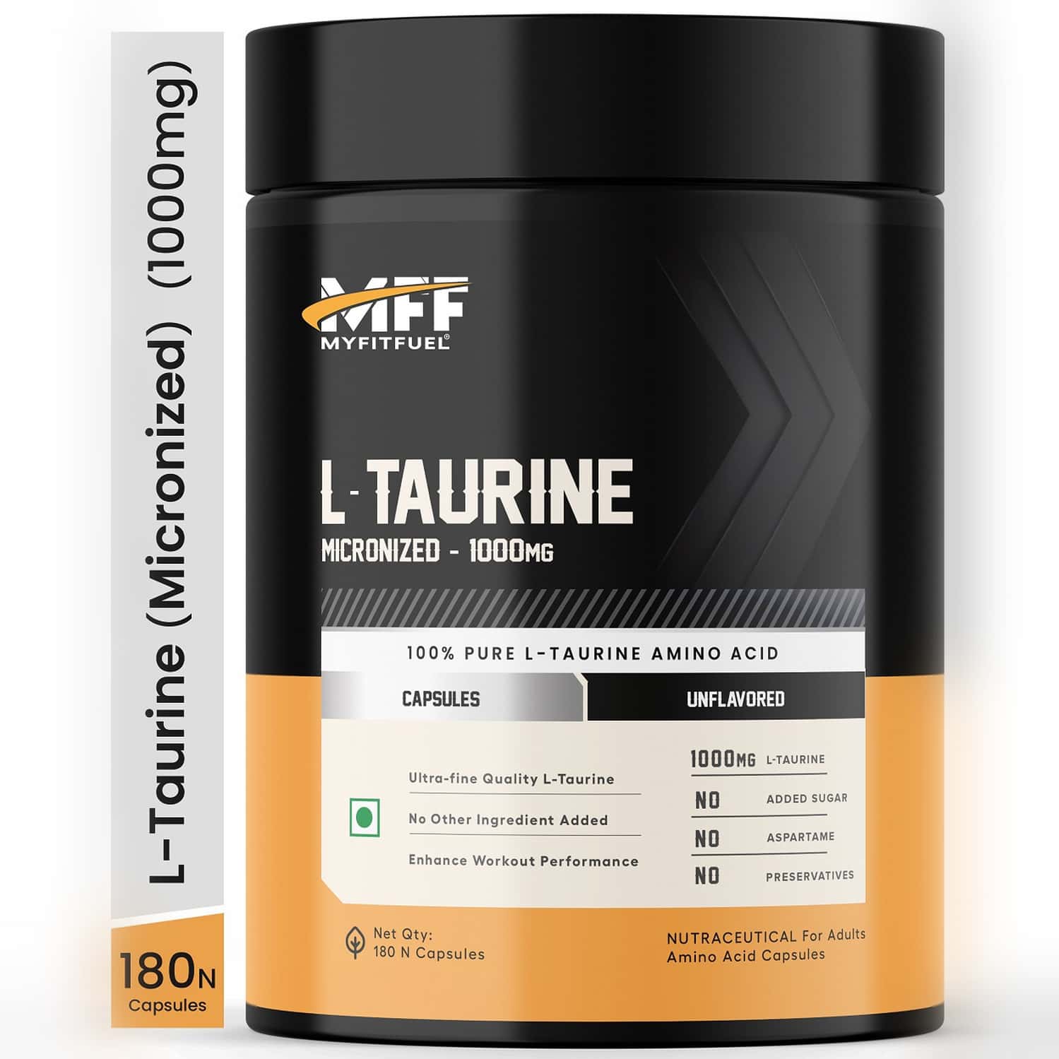 Myfitfuel L-taurine (500mg) 180 Capsules| Amino Acid