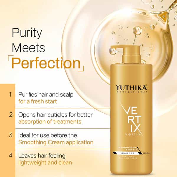 Yuthika Professional Vertix Hydrolyzed Keratin Purifying Shampoo For All Hair Types 1000Ml