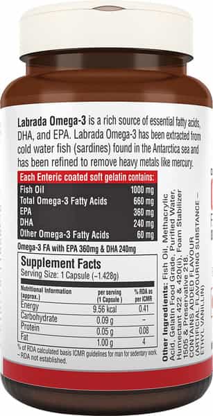 Labrada Double Strength Omega 3 Fatty Acid - 60 Soft Gelatin Capsules