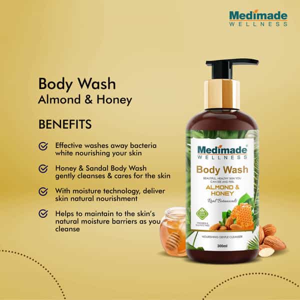 Medimade Almond And Honey Body Wash - 300 Ml X 2 ( Pack Of 2 )