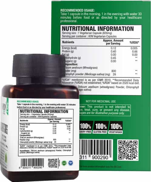 Wow Life Science Wheatgrass - 60 Capsules