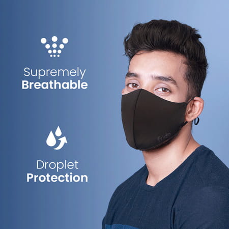 Frido Ultimate Copper Treated Mask|Adjustable Ear Loop|Washable|Imported|Small Size (Pack Of 2)