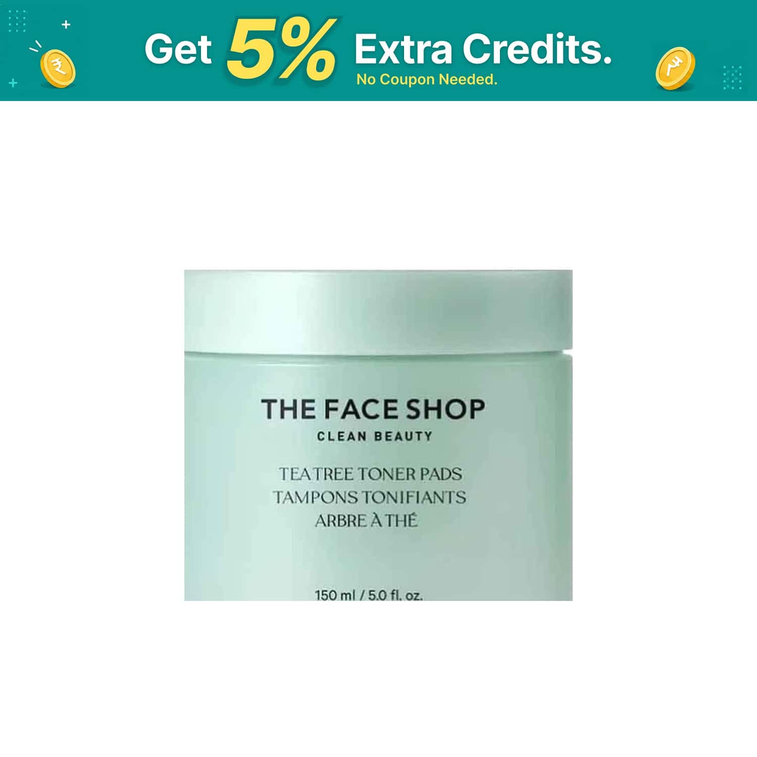 The Face Shop Tea Tree Korean Toner Pads | Aha Bha Pha Hyaluronic Acid | Acne & Oily Skin - 150ml