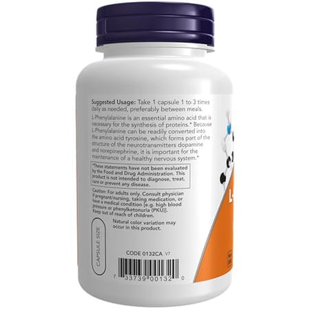 Now Supplements | L-Phenylalanine 500 Mg | Nervous System Support* | Amino Acid | 120 Veg Capsules