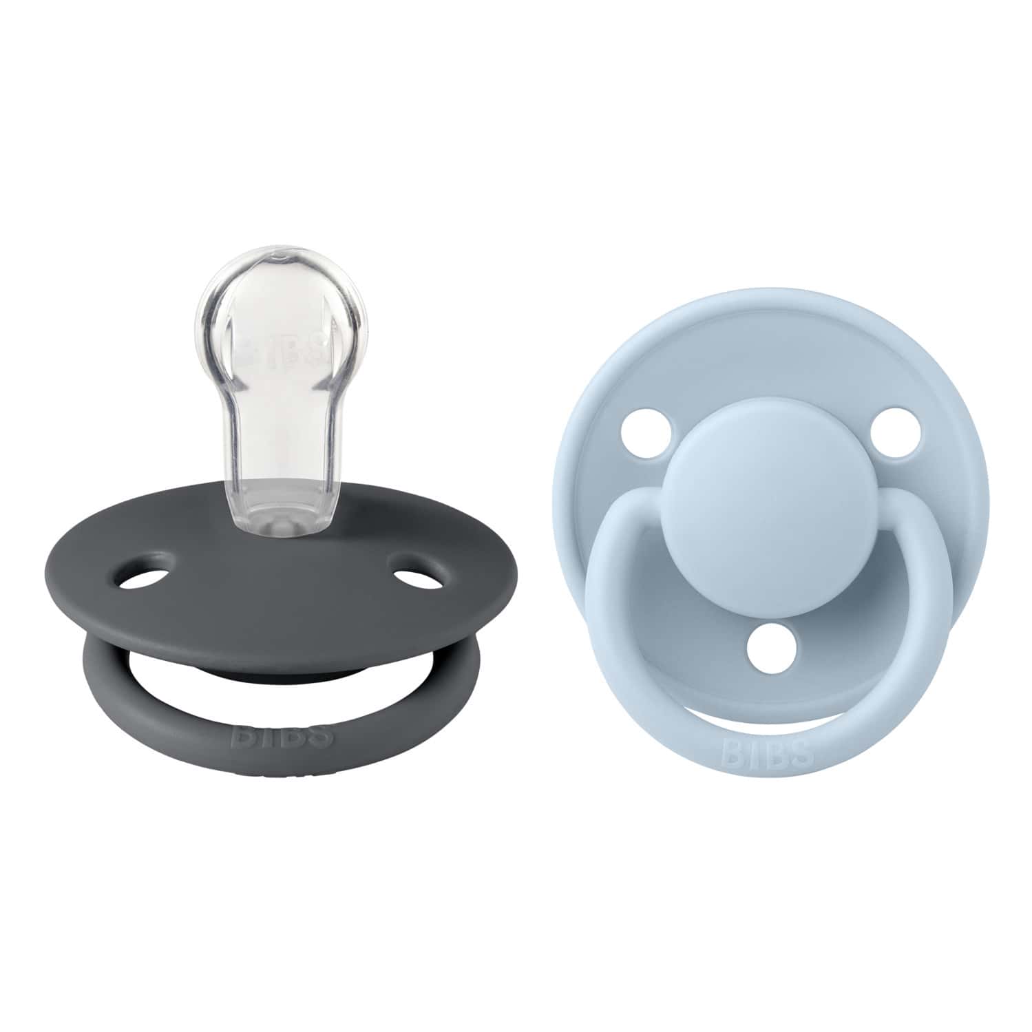 Bibs De Lux 2 Pack Silicone Onesize Iron/Baby Blue - 0-3 Years