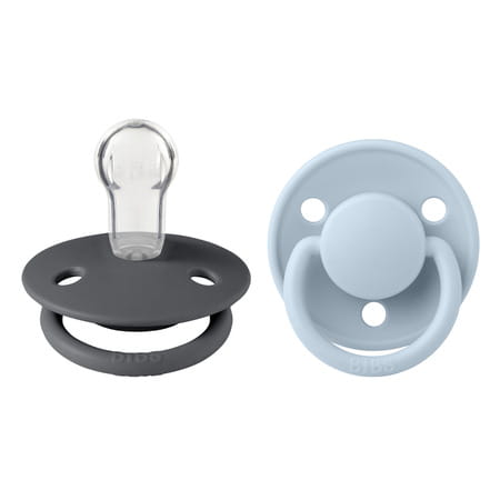Bibs De Lux 2 Pack Silicone Onesize Iron/Baby Blue - 0-3 Years