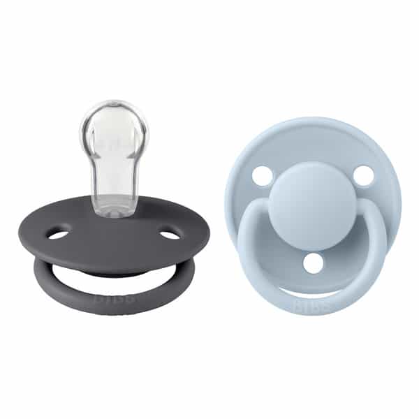 Bibs De Lux 2 Pack Silicone Onesize Iron/Baby Blue - 0-3 Years
