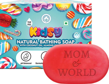 Mom & World Kidsy 5 In 1 Natural Bathing Soap For Kids (Bath Soap) - 75g Each X 5