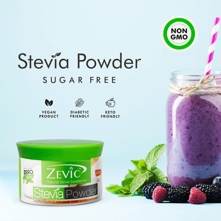 Zevic Stevia Powder Sugar Free -Zero Calorie - 100 Gm Jar