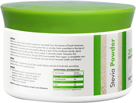 Zevic Stevia Powder Sugar Free -Zero Calorie - 100 Gm Jar