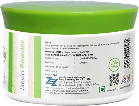 Zevic Stevia Powder Sugar Free -Zero Calorie - 100 Gm Jar