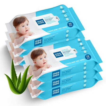 Mee Mee Soft Gentle Baby Wet Wipes | Paraben & Sulphate Free | Cleansing Wipes | 72n (Pack Of 6)