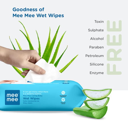 Mee Mee Soft Gentle Baby Wet Wipes | Paraben & Sulphate Free | Cleansing Wipes | 72n (Pack Of 6)