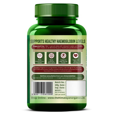 Vlado'S Himalayan Organics Plant Based Iron Supplement With Folate - 90 Veg Capsules