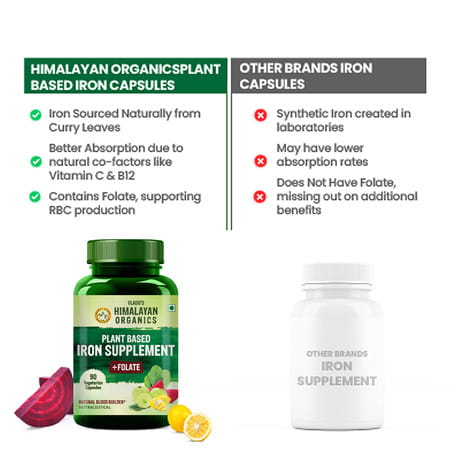 Vlado'S Himalayan Organics Plant Based Iron Supplement With Folate - 90 Veg Capsules