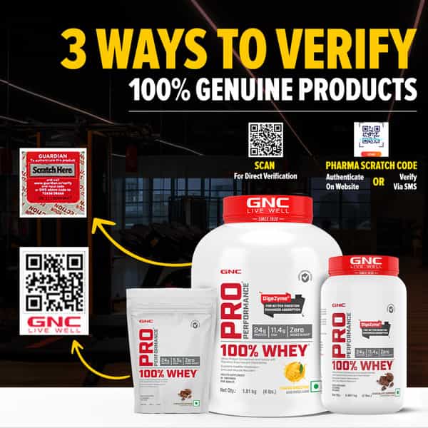 Gnc Pro Performance 100% Whey Protein Powder, 1.8 Kg | 24G Protein, 5.5 Grams Bcaa | Mango Smoothie