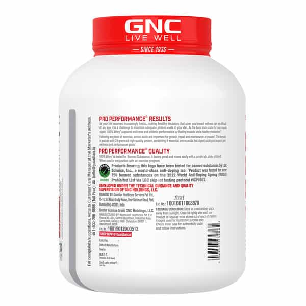 Gnc Pro Performance 100% Whey Protein Powder, 1.8 Kg | 24G Protein, 5.5 Grams Bcaa | Mango Smoothie