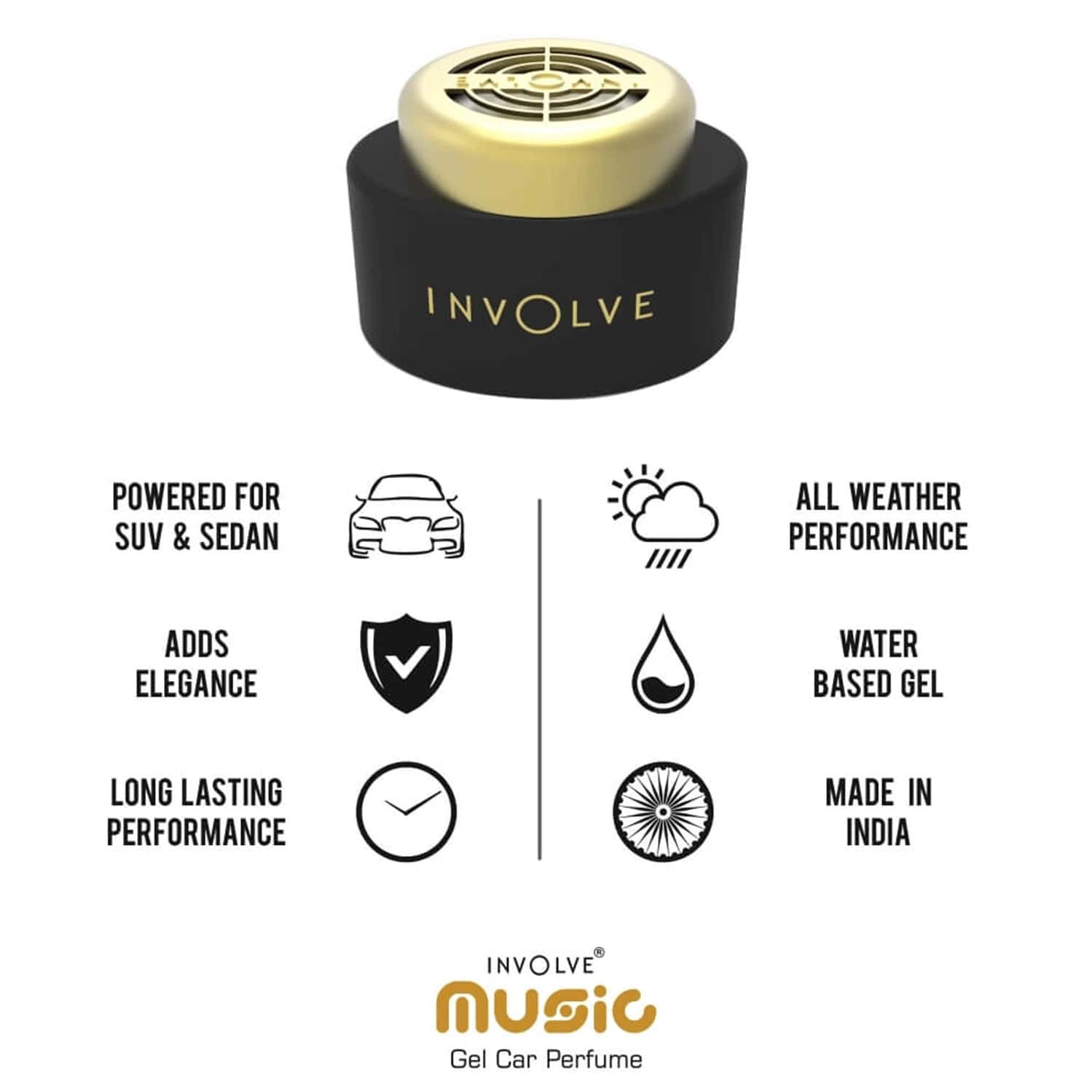 Involve Music Symphony Fragrance Gel Car Perfume With Drivfresh - Car Air Freshner - Imus05