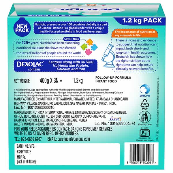 Dexolac 2 | Follow Up Formula | 6 To 12 Month | Powder | Box 1.2 Kg