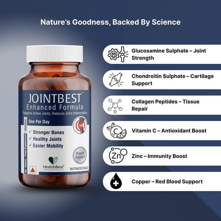 Healthbest Jointbest Joint Health Supplement With Glucosamine Msm & Chondroitin - 30 Tablets