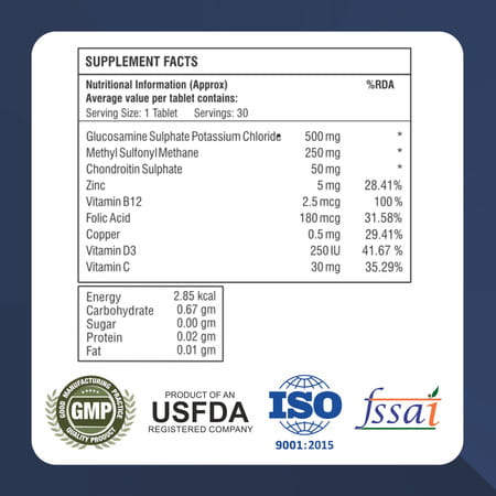 Healthbest Jointbest Joint Health Supplement With Glucosamine Msm & Chondroitin - 30 Tablets