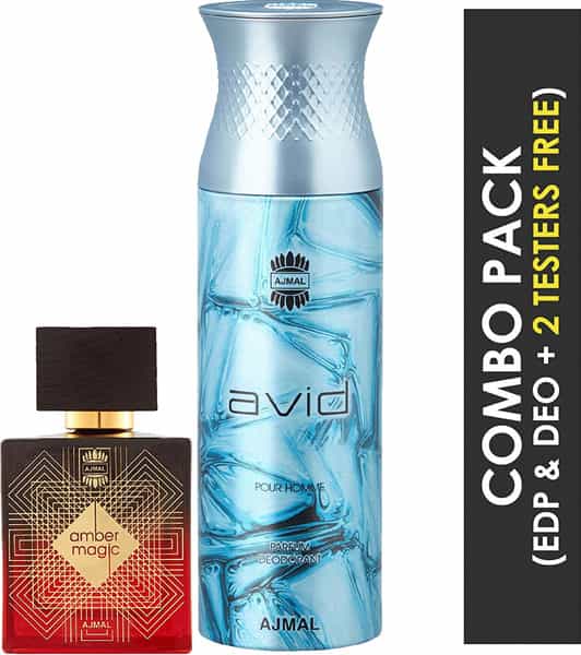 Ajmal Amber Magic Eau De Parfum 100Ml Perfume For Men And Avid Homme Deodorant 200Ml For Men