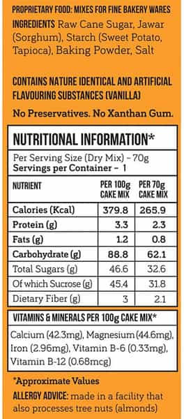 Serapheena Vanilla Mug Cake Mix 70G X 3 |Gluten Free Vegan Eggless| Pack Of 3