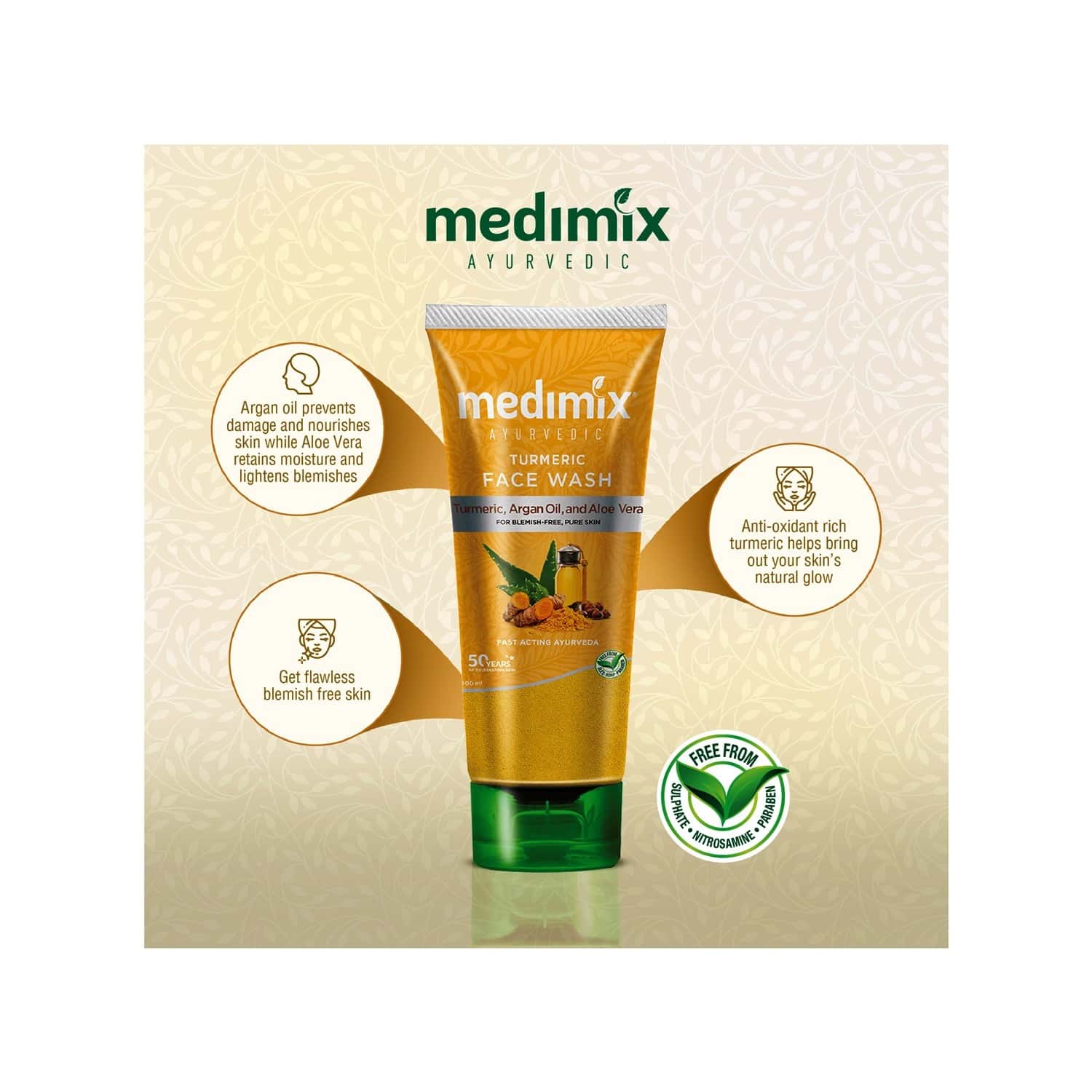 Buy Medimix Ayurvedic Turmeric Face Wash 50ml Online & Get Upto 60