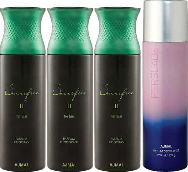 Ajmal 3 Sacrifice Ii For Him For Men & 1 Persuade For Men & Women Deo Each 200Ml Combo Pack Of 4