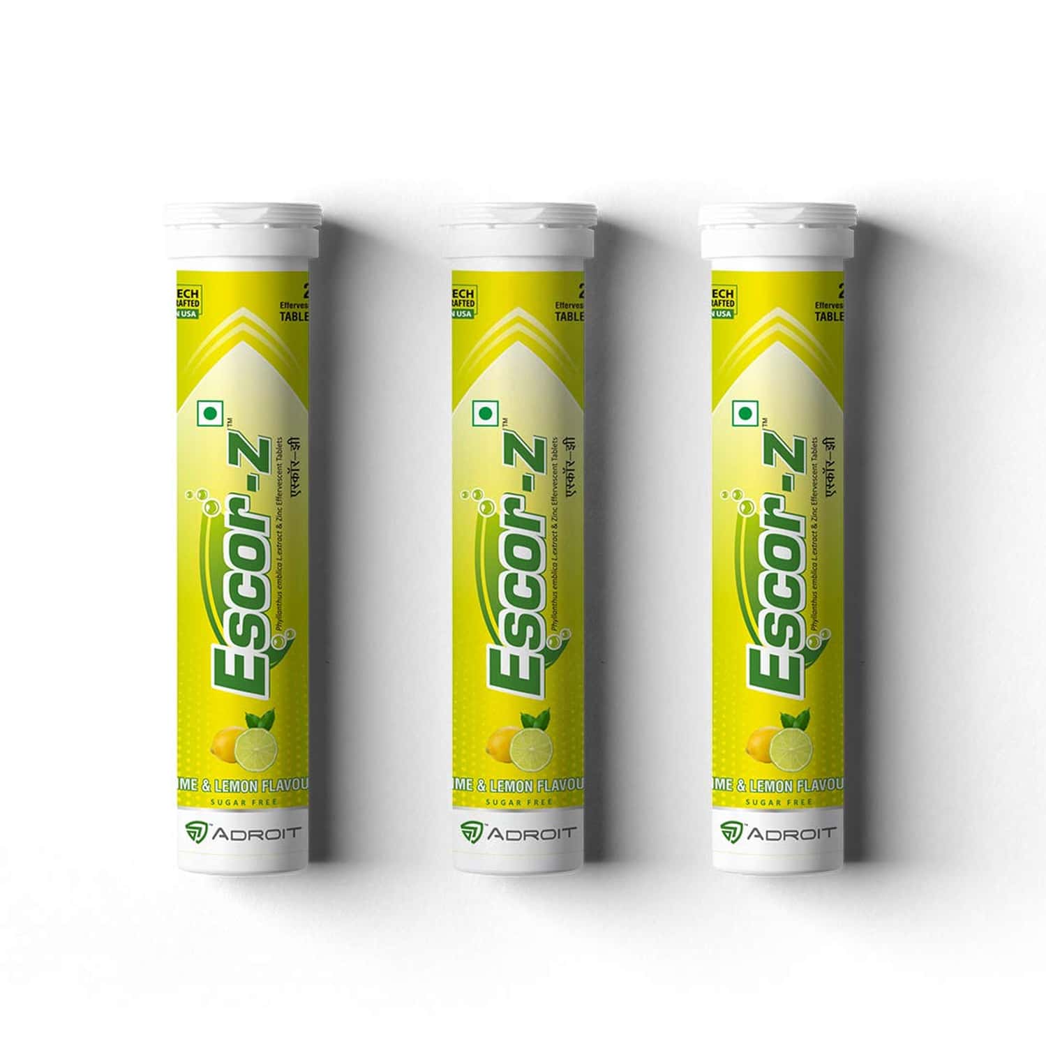 Escor Z Effervescent Tablets - Lime & Lemon Flavor - 20 Tablets (pack Of 3)