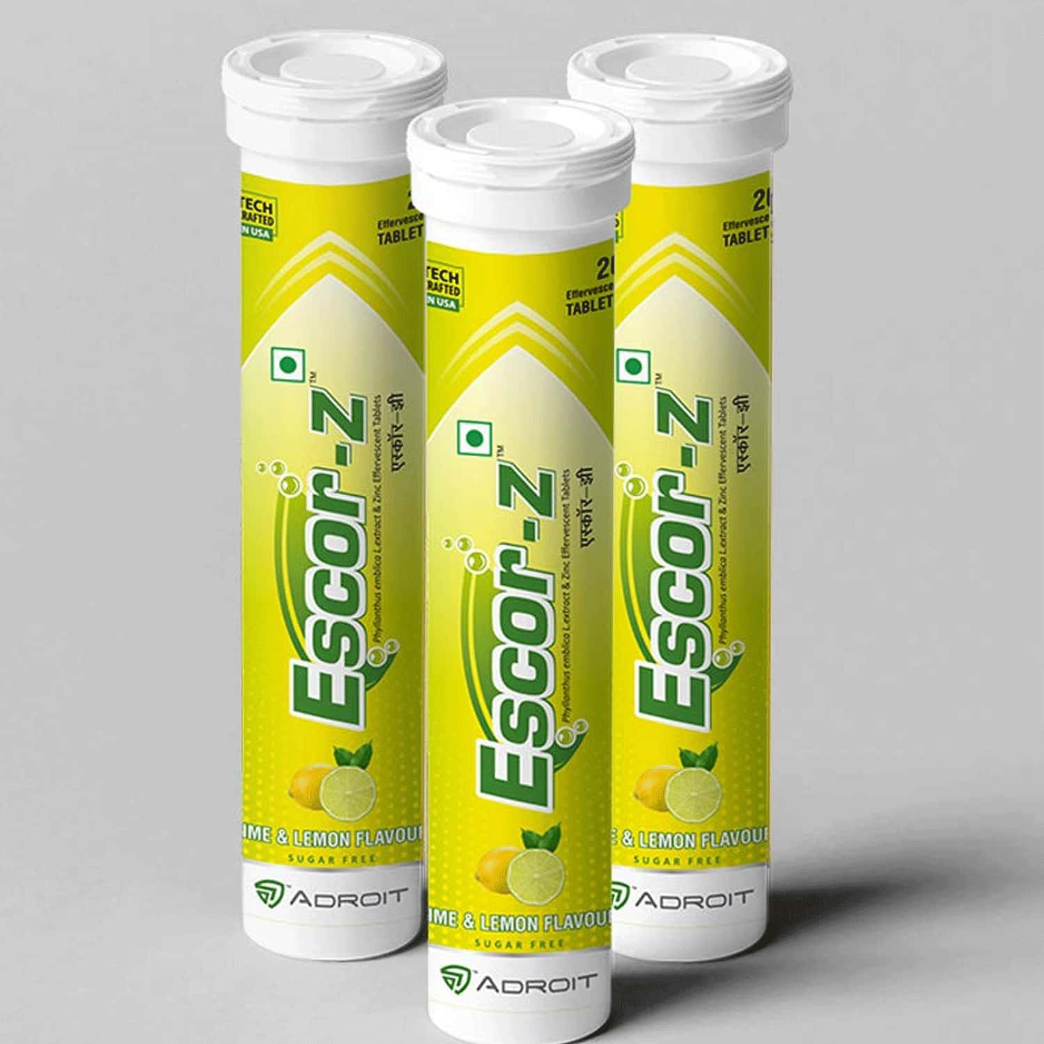 Buy ESCOR Z EFFERVESCENT TABLETS LIME & LEMON FLAVOR 20 TABLETS