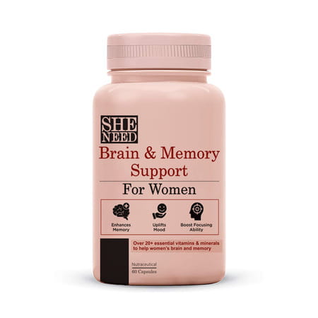 Sheneed Womens Brain & Memory Supports Supplement - 60 Capsules