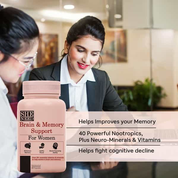Sheneed Womens Brain & Memory Supports Supplement - 60 Capsules