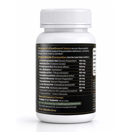 Sheopals Prostguardd Support Tablets For Men | Ayurvedic Urinary Wellness Supplement | 60 Pcs