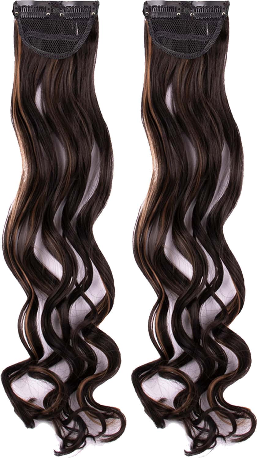 Streak Street Clip-In 20" Curly Dark Brown Side Patches With Golden Highlights (2pcs Set)