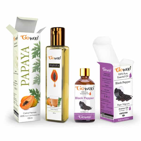 Pack Of 2 Black Pepper Essential Oil & Papaya Seed Carrier Oil - 100% Pure & Natural Oil