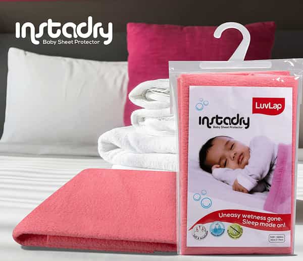 Luvlap Instadry Extra Absorbent Dry Sheet Or Bed Protector Salmon Rose 0M+ Medium 70X100cm
