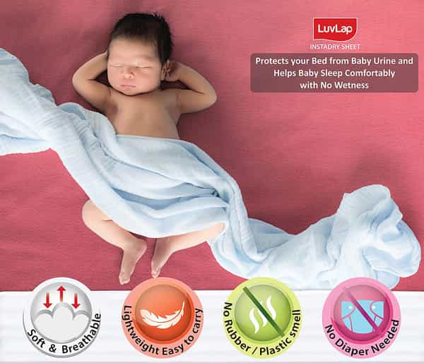 Luvlap Instadry Extra Absorbent Dry Sheet Or Bed Protector Salmon Rose 0M+ Medium 70X100cm