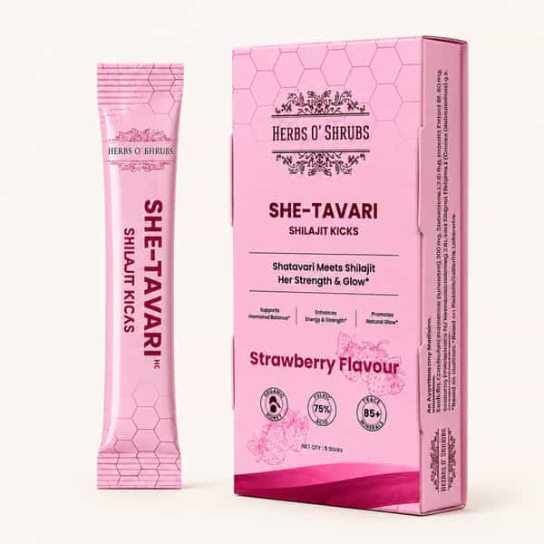 Herbs O' Shrubs She-Tavari Shilajit Kicks | Ayurvedic Women Wellness Supplement | 5 Sticks