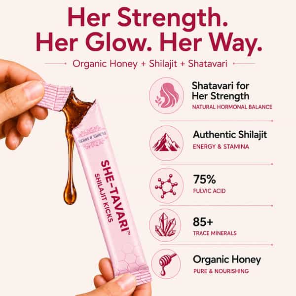 Herbs O' Shrubs She-Tavari Shilajit Kicks | Ayurvedic Women Wellness Supplement | 5 Sticks