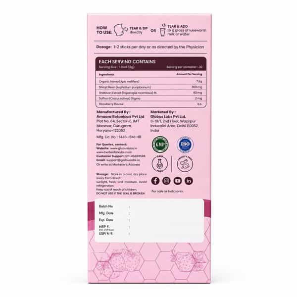 Herbs O' Shrubs She-Tavari Shilajit Kicks | Ayurvedic Women Wellness Supplement | 5 Sticks