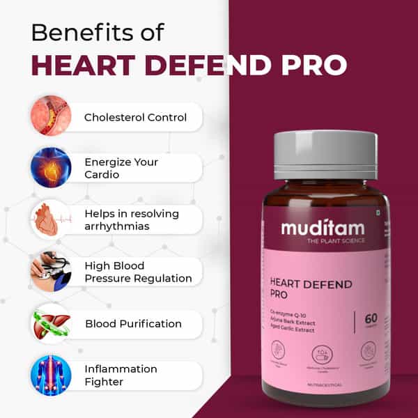 Muditam Heart Defend Pro - Shielding Hearts | Balancing Cholesterol- 120 Tablets