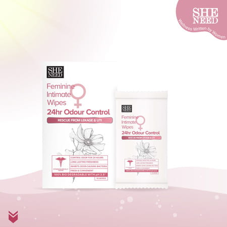 Sheneed Feminine Intimate 24Hr Odour Control Wipes - 10N (Pack Of 2)