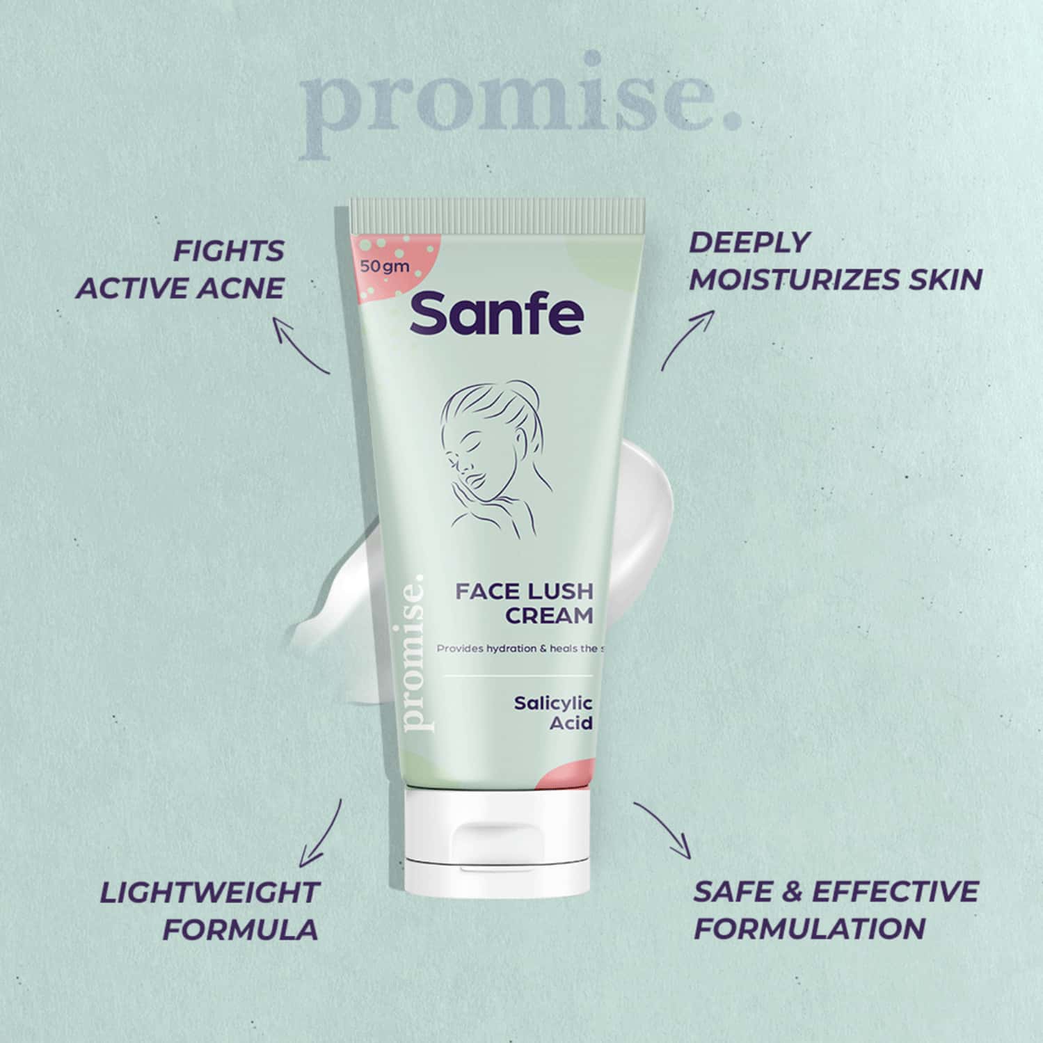 Buy SANFE PROMISE SALICYLIC ACID FACE LUSH CREAM FOR ALL SKIN TYPES FOR