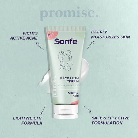 Sanfe Promise Salicylic Acid Face Lush Cream For All Skin Types For Even Skin Tone 50gm