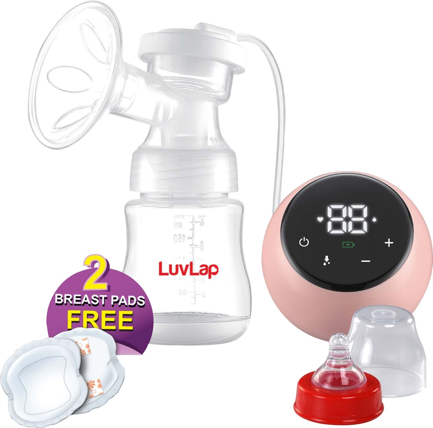 Luvlap Adore Electric Breast Pump With 2 Phase Pumping Rechargeable Battery 2pcs Breast Pads Free