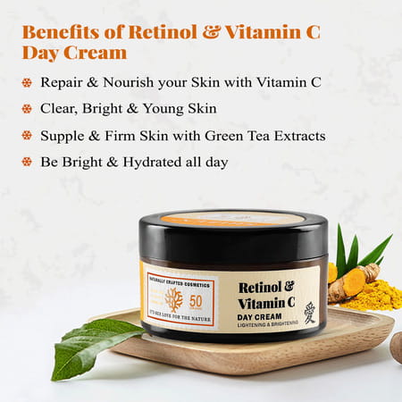 Shizen Bio-Cosmetics By Nature Retinol & Vitamin C Day Cream For Anti-Aging Skin(50gm)