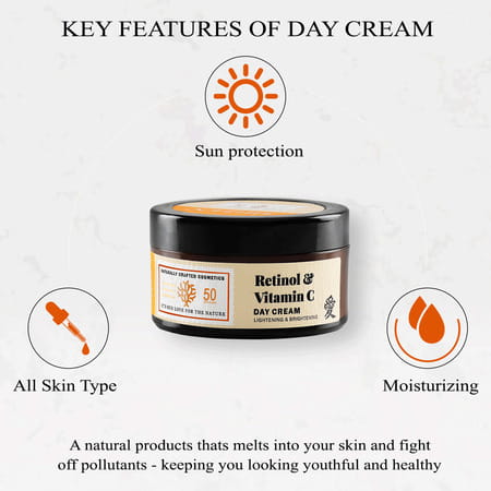 Shizen Bio-Cosmetics By Nature Retinol & Vitamin C Day Cream For Anti-Aging Skin(50gm)