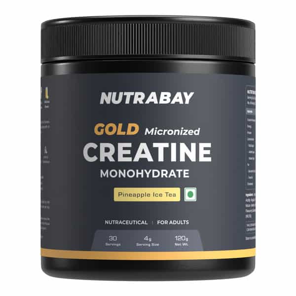 Nutrabay Gold Micronised Creatine Monohydrate Powder | Nabl Lab Tested | 3G/Serving - 120G Pineapple